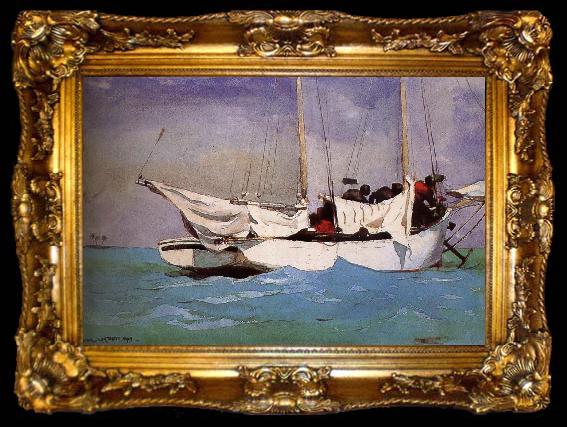 framed  Winslow Homer Anchor ready to berthing, ta009-2